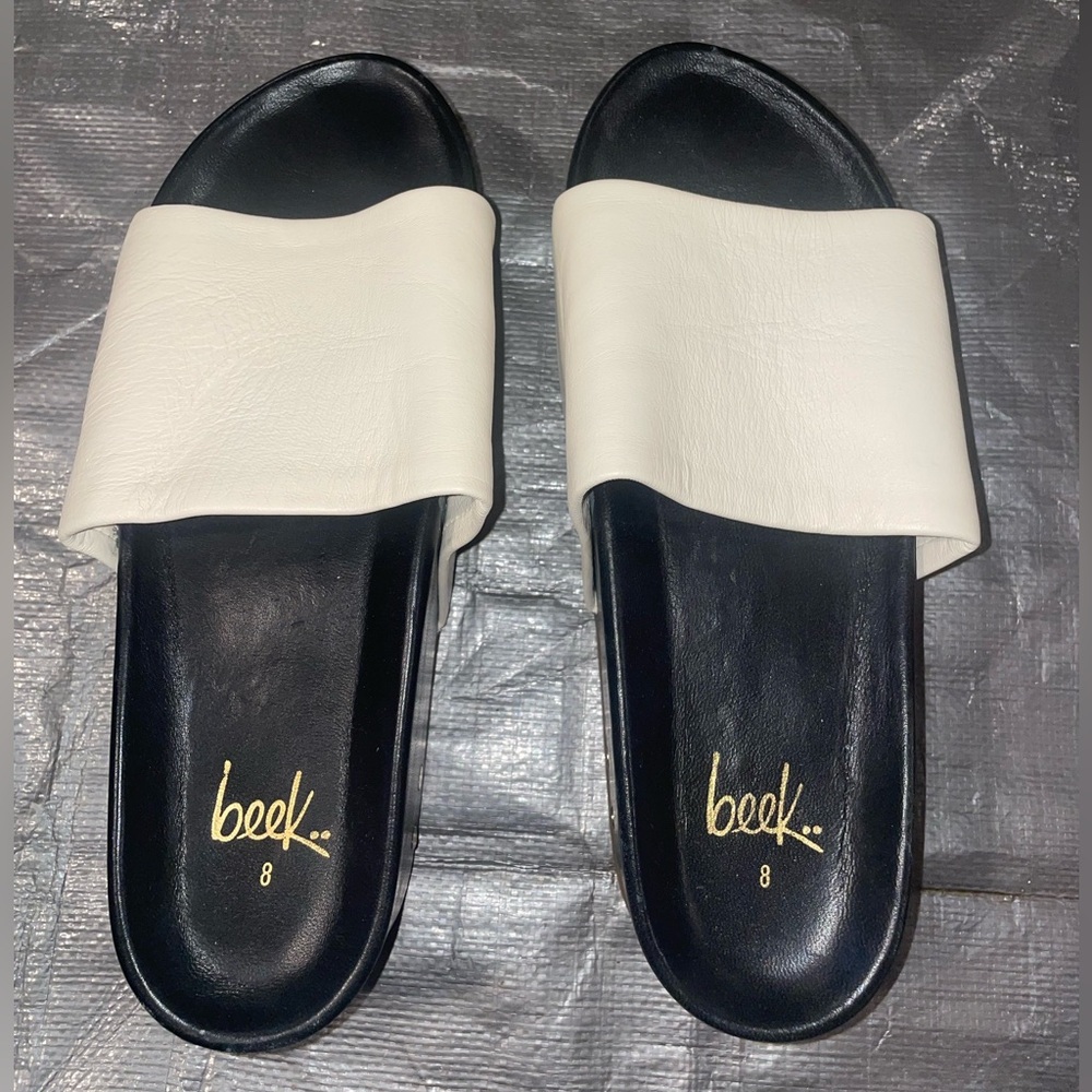 Beek Cream and Black Slide Sandals Minimalist Design - Picture 2 of 5